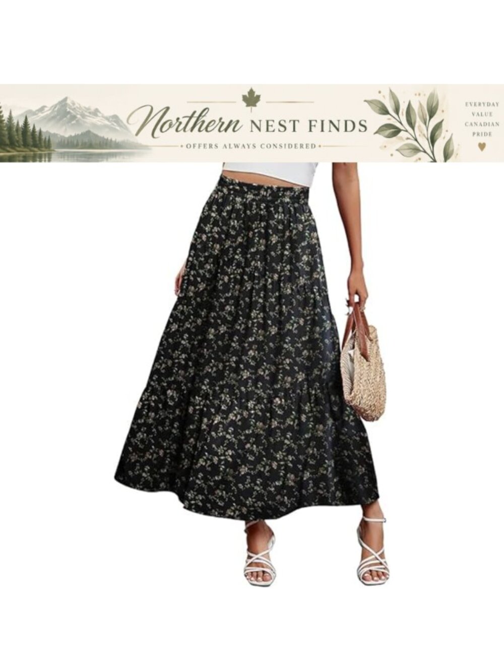 Women Maxi Boho A-Line Asymmetrical Tiered Flowy Skirt with Pockets